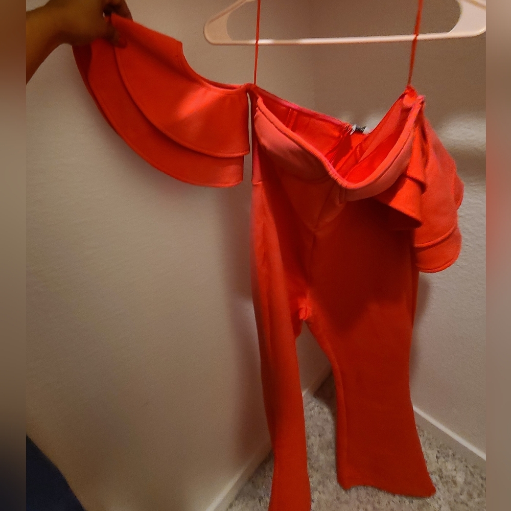Fashion Nova Pink Off-Shoulder Jumpsuit